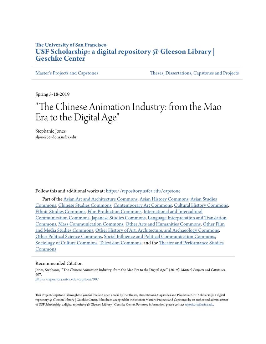 "The Chinese Animation Industry: from the Mao Era to the Digital Age"