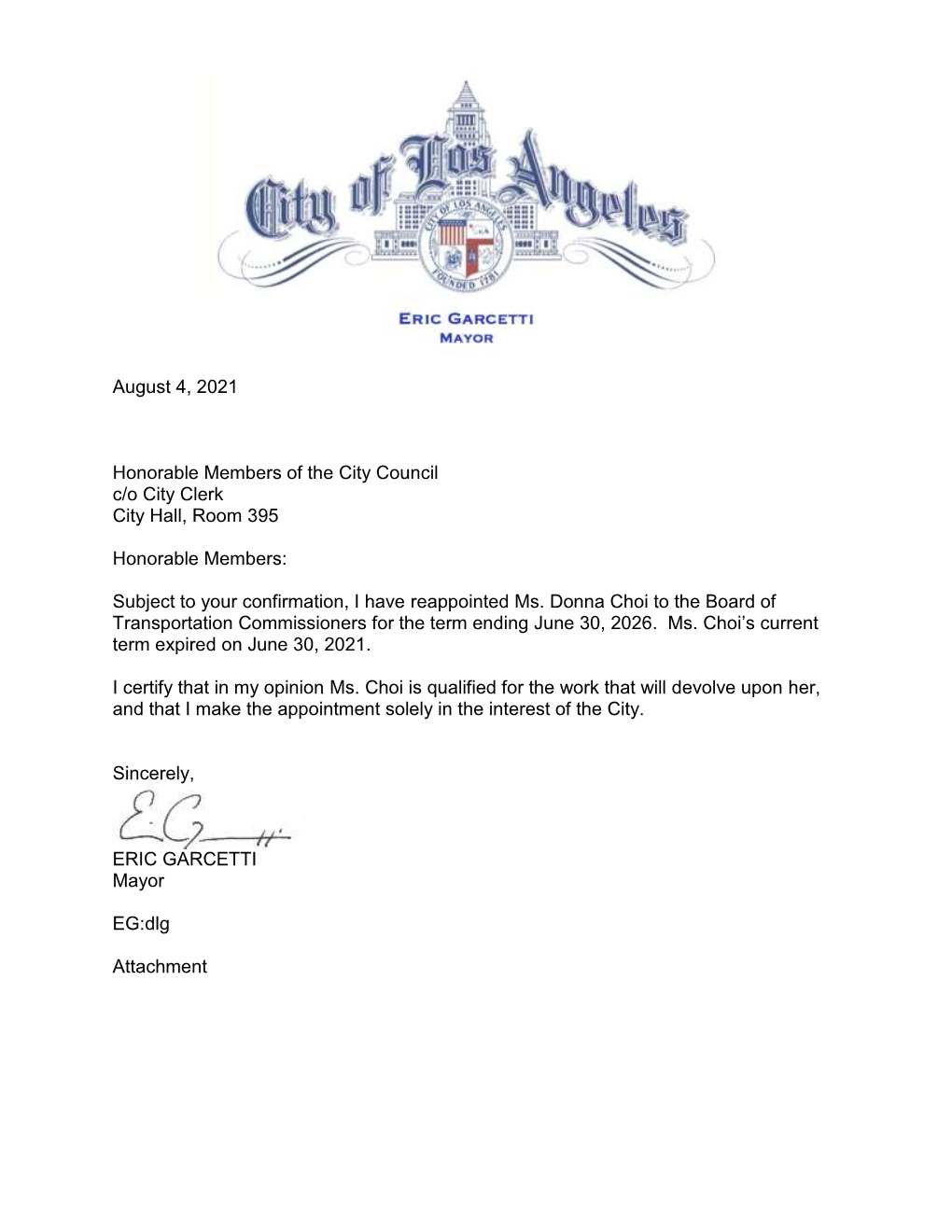 Communication from Mayor Dated 8-04-21