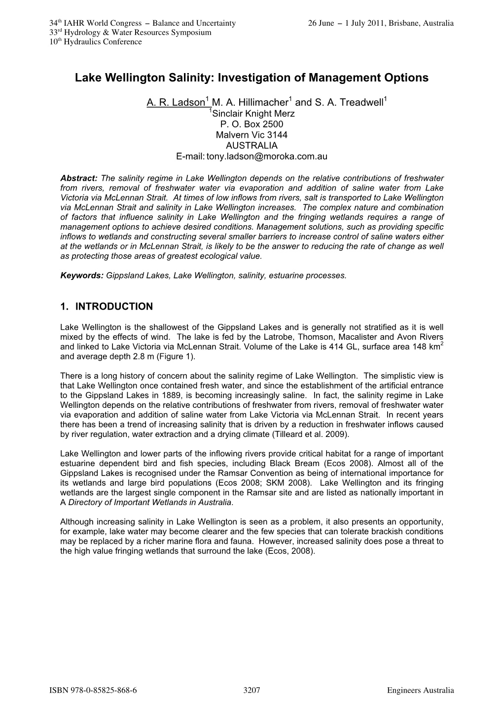 Lake Wellington Salinity: Investigation of Management Options