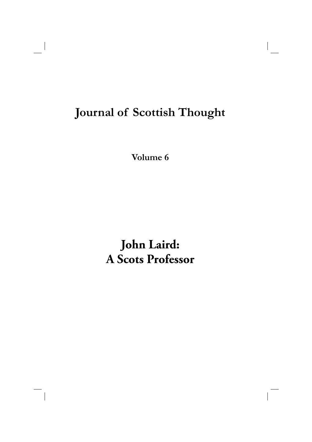 Journal of Scottish Thought John Laird