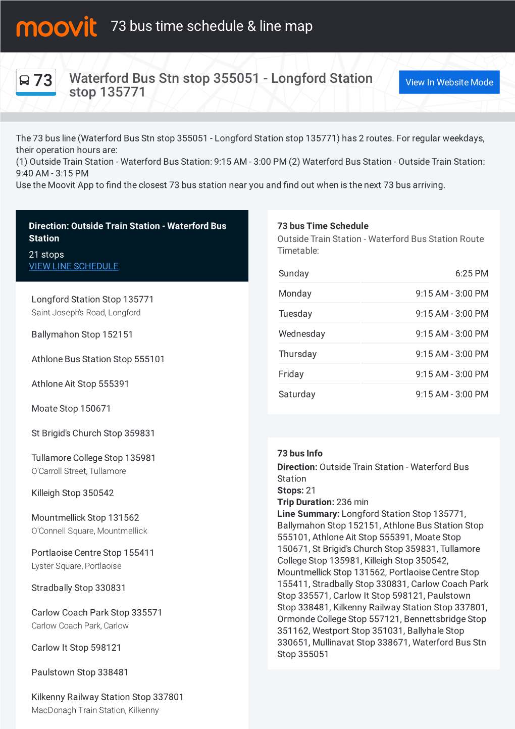 73 Bus Time Schedule & Line Route