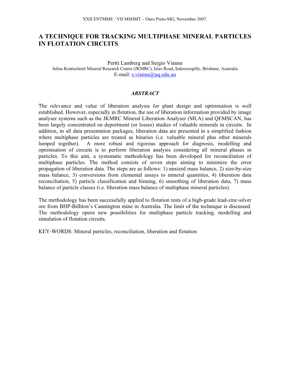 A Technique for Tracking Multiphase Mineral Particles in Flotation Circuits