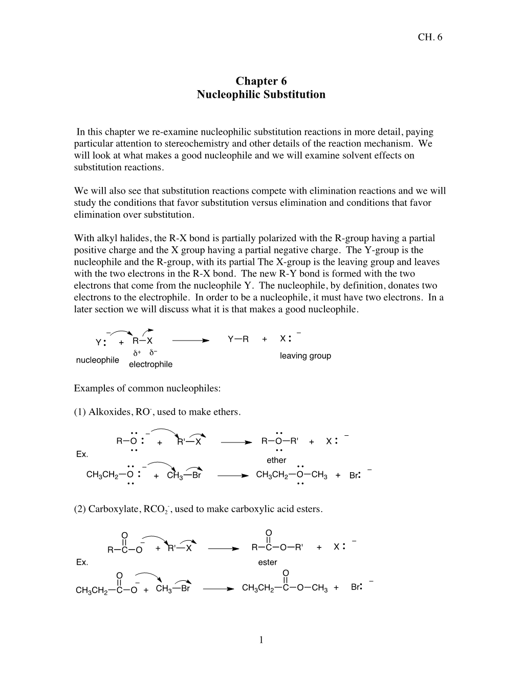 Chapter 6 Nucleophilic Substitution