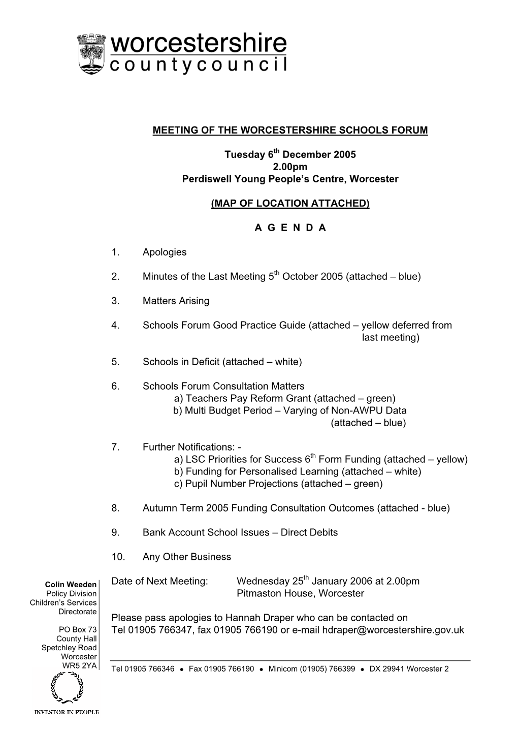 Meeting of the Worcestershire Schools Forum