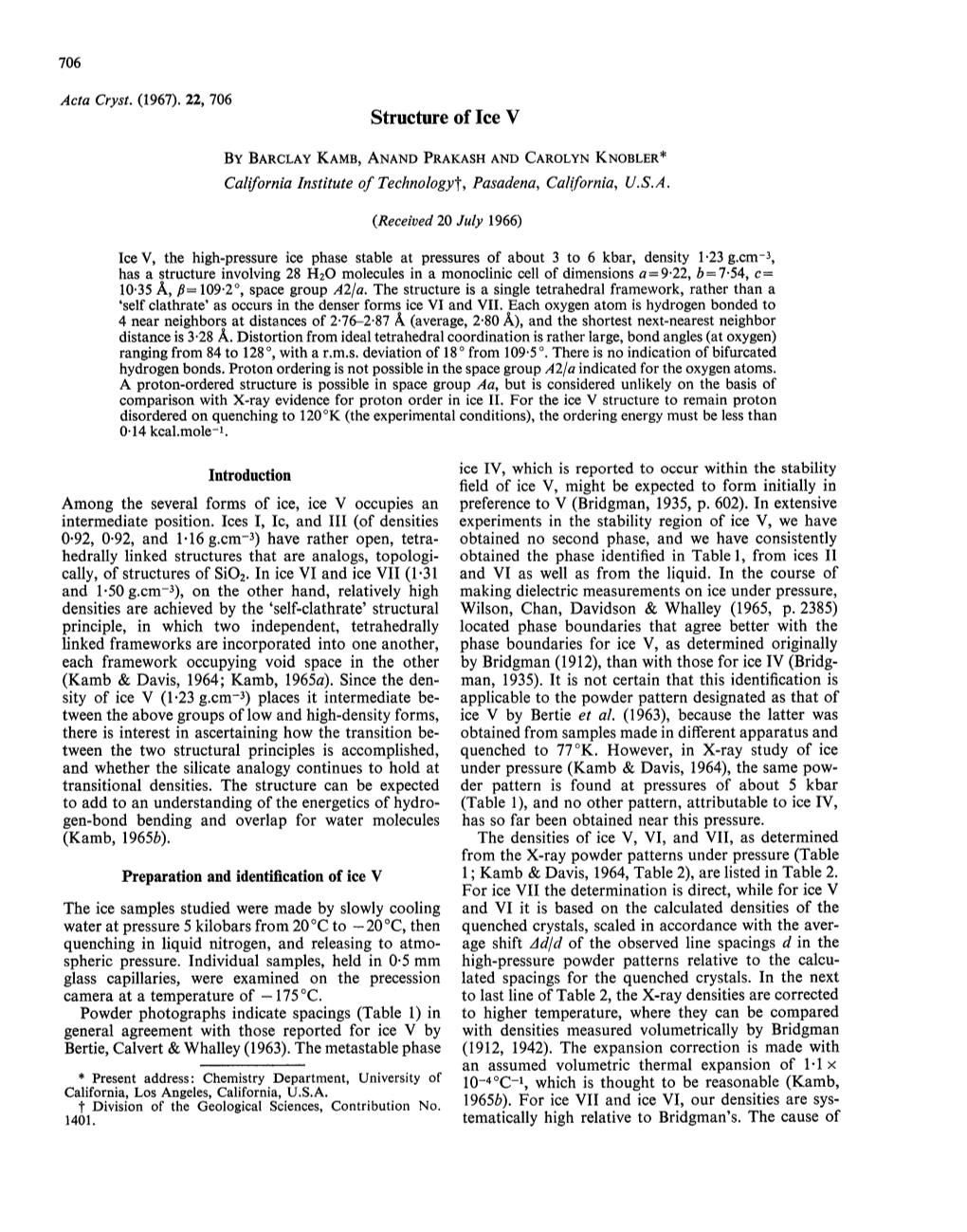 Structure of Ice. V