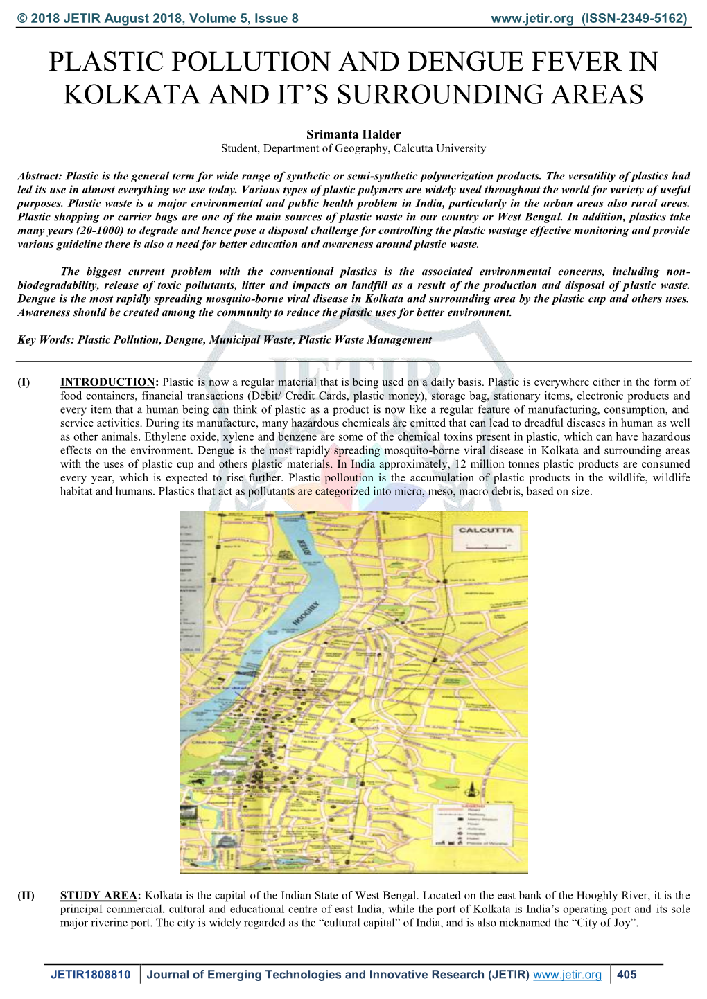 Plastic Pollution and Dengue Fever in Kolkata and It‟S Surrounding Areas