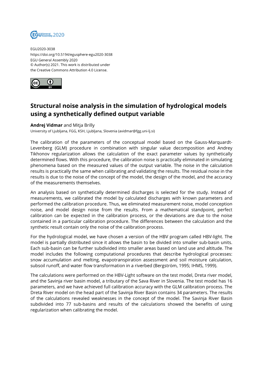 Structural Noise Analysis in the Simulation of Hydrological Models Using a Synthetically Defined Output Variable