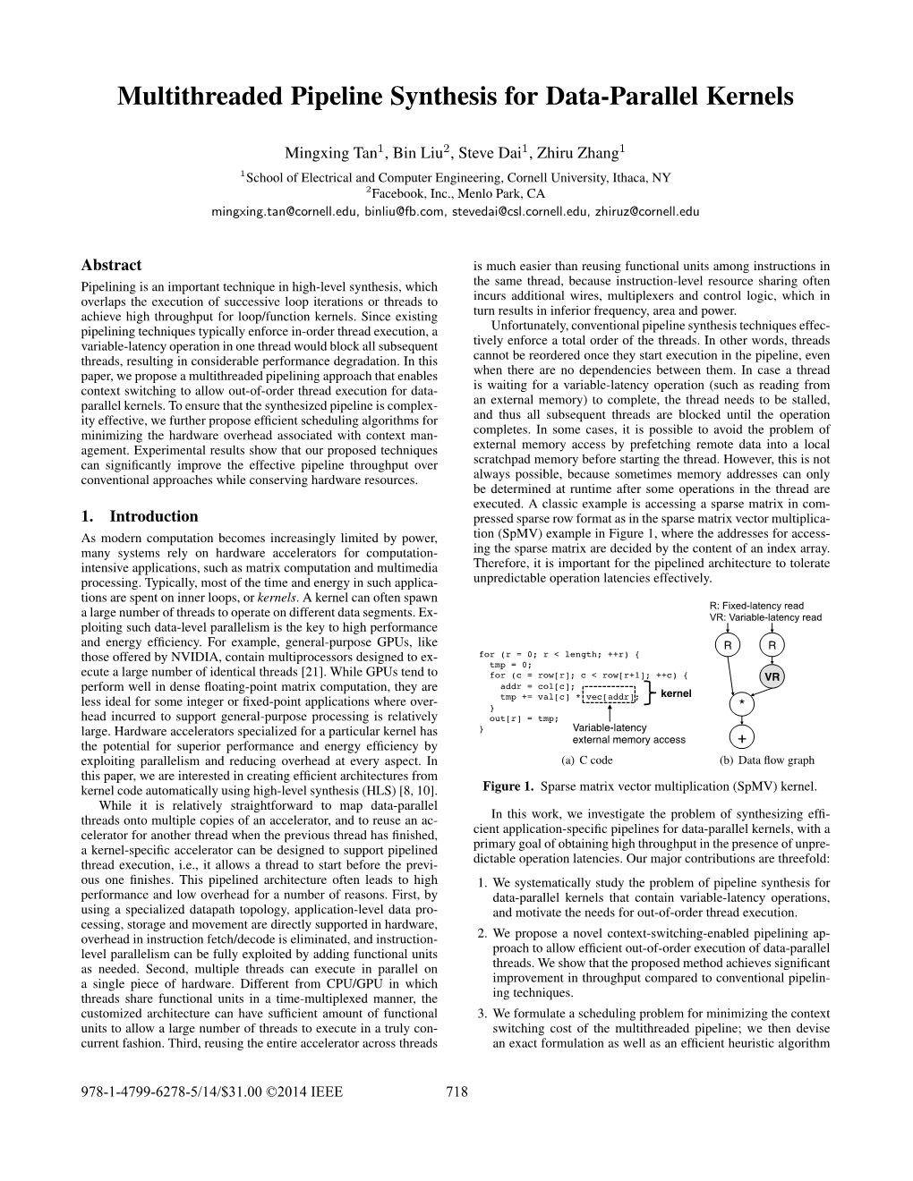 Multithreaded Pipeline Synthesis for Data-Parallel Kernels