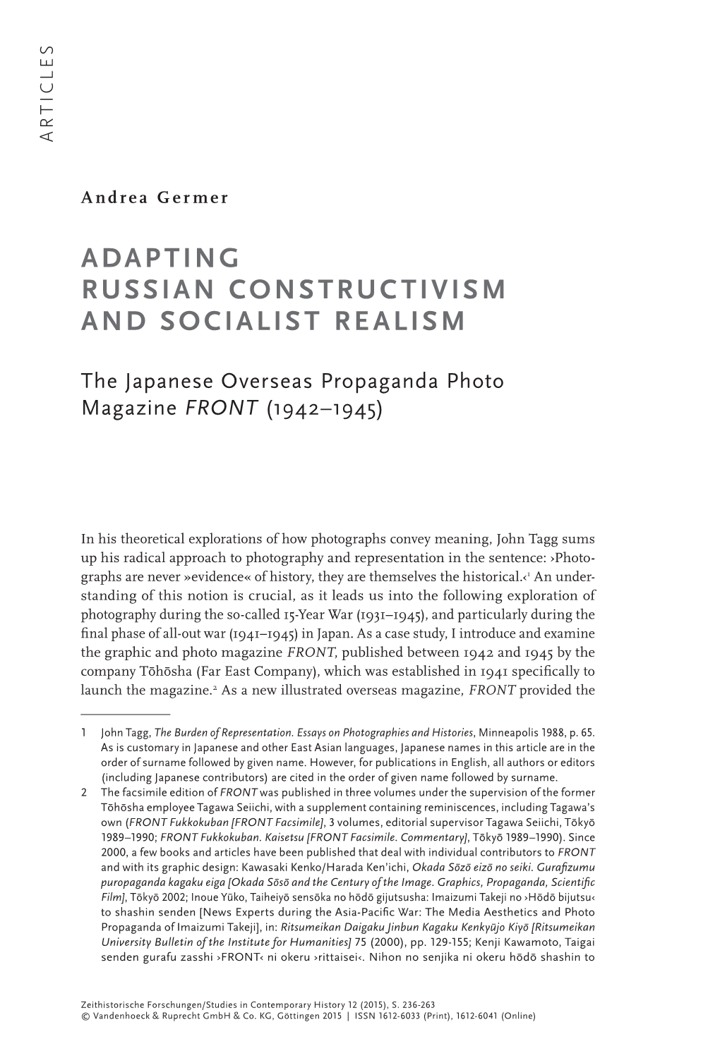 Adapting Russian Constructivism and Socialist Realism 237