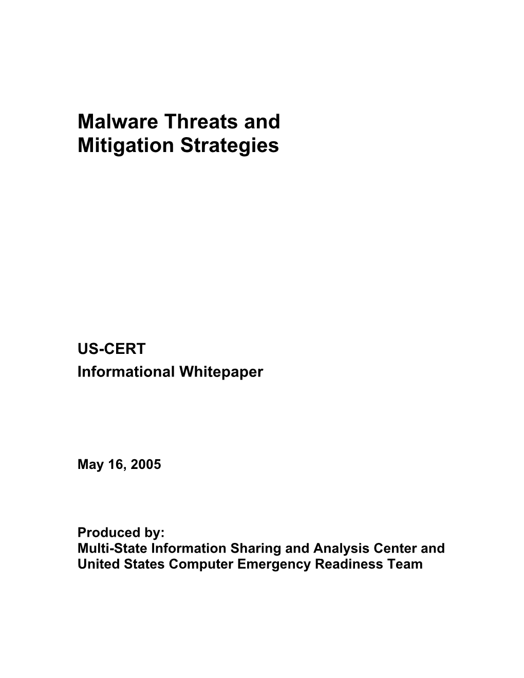 Malware Threats and Mitigation Strategies