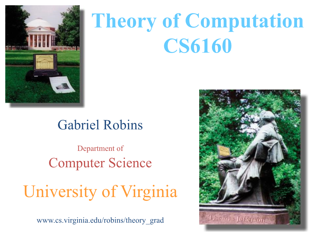 Theory of Computation CS6160