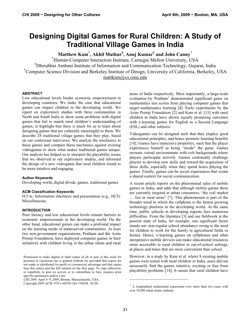 Designing Digital Games for Rural Children: a Study of Traditional