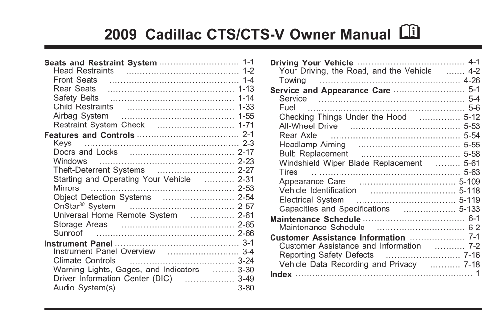 2009 Cadillac CTS Owner Manual