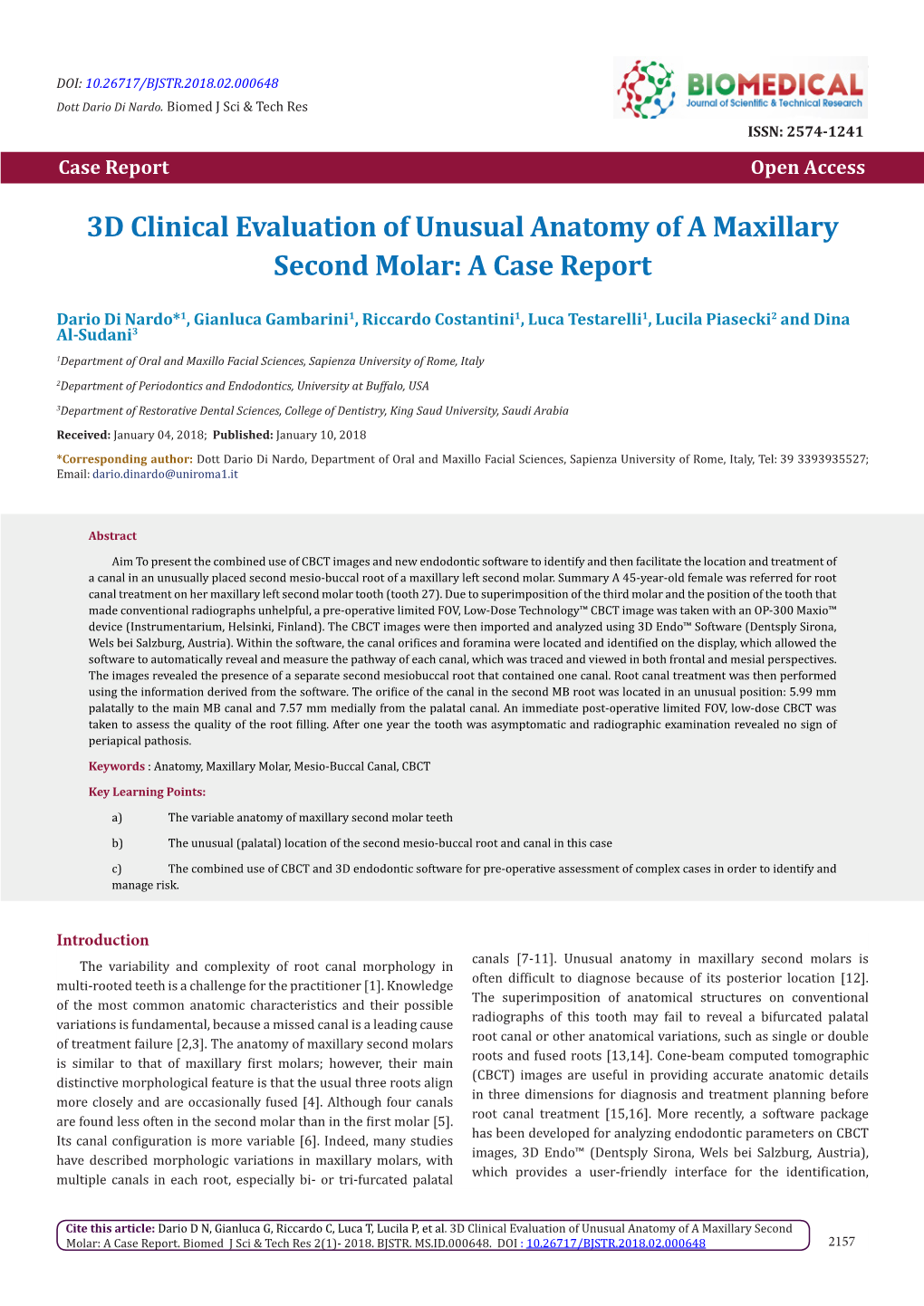 3D Clinical Evaluation of Unusual Anatomy of a Maxillary Second Molar: a Case Report