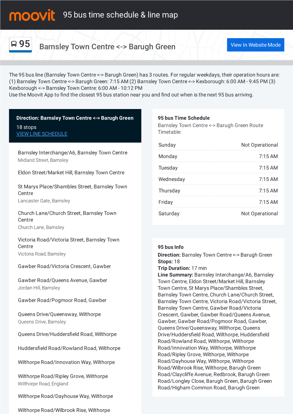 95 Bus Time Schedule & Line Route