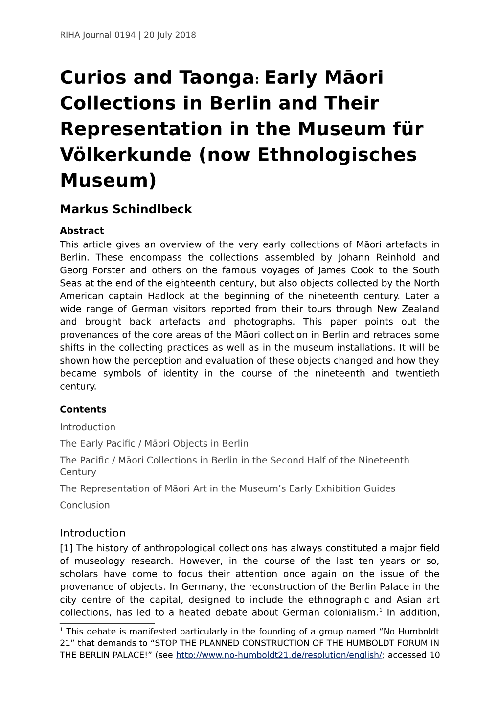 Early Māori Collections in Berlin and Their Representation in the Museum Für Völkerkunde (Now Ethnologisches Museum)