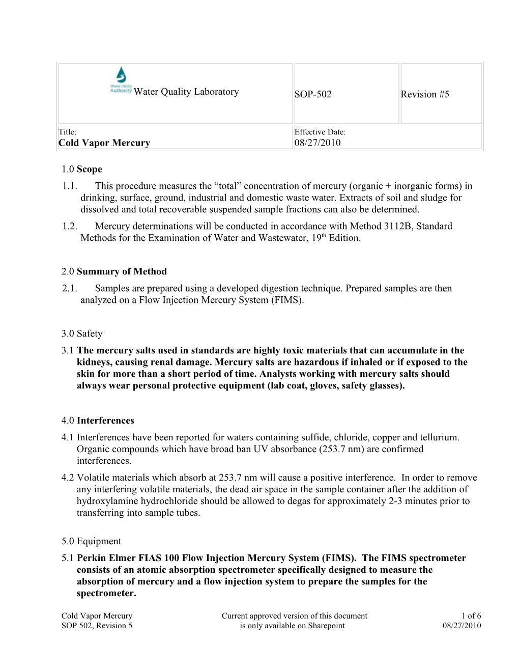 Water Quality Laboratory