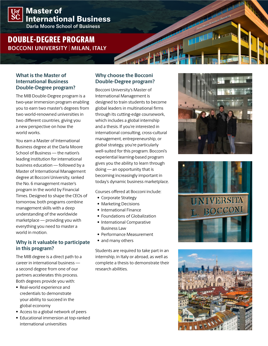 MIB Double-Degree Program: Milan, Italy