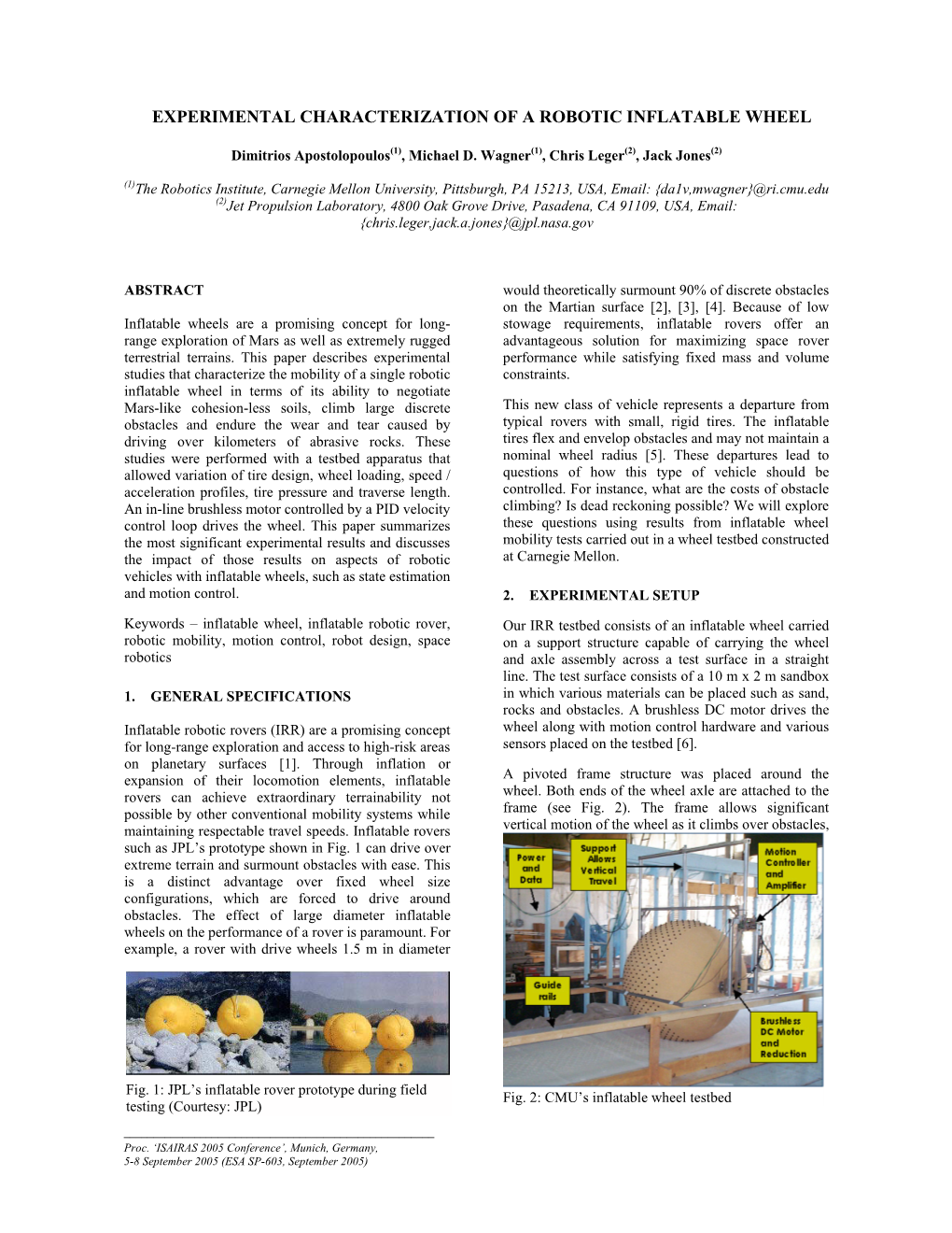 Experimental Characterization of a Robotic Inflatable Wheel