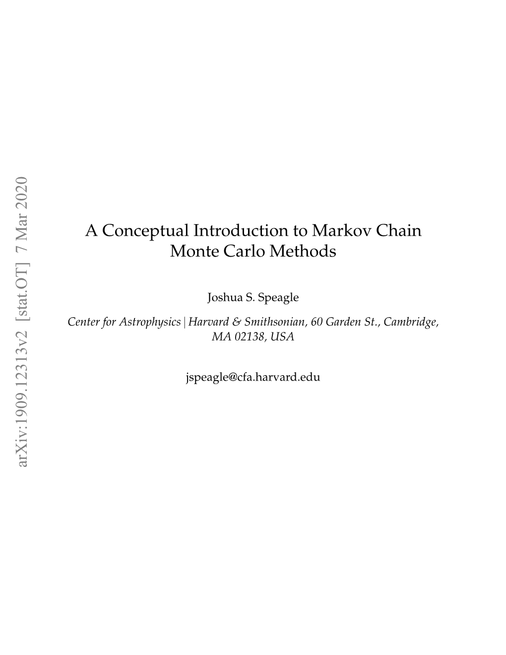 A Conceptual Introduction to Markov Chain Monte Carlo Methods Arxiv