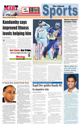 Kandamby Says Improved Fitness Levels Helping