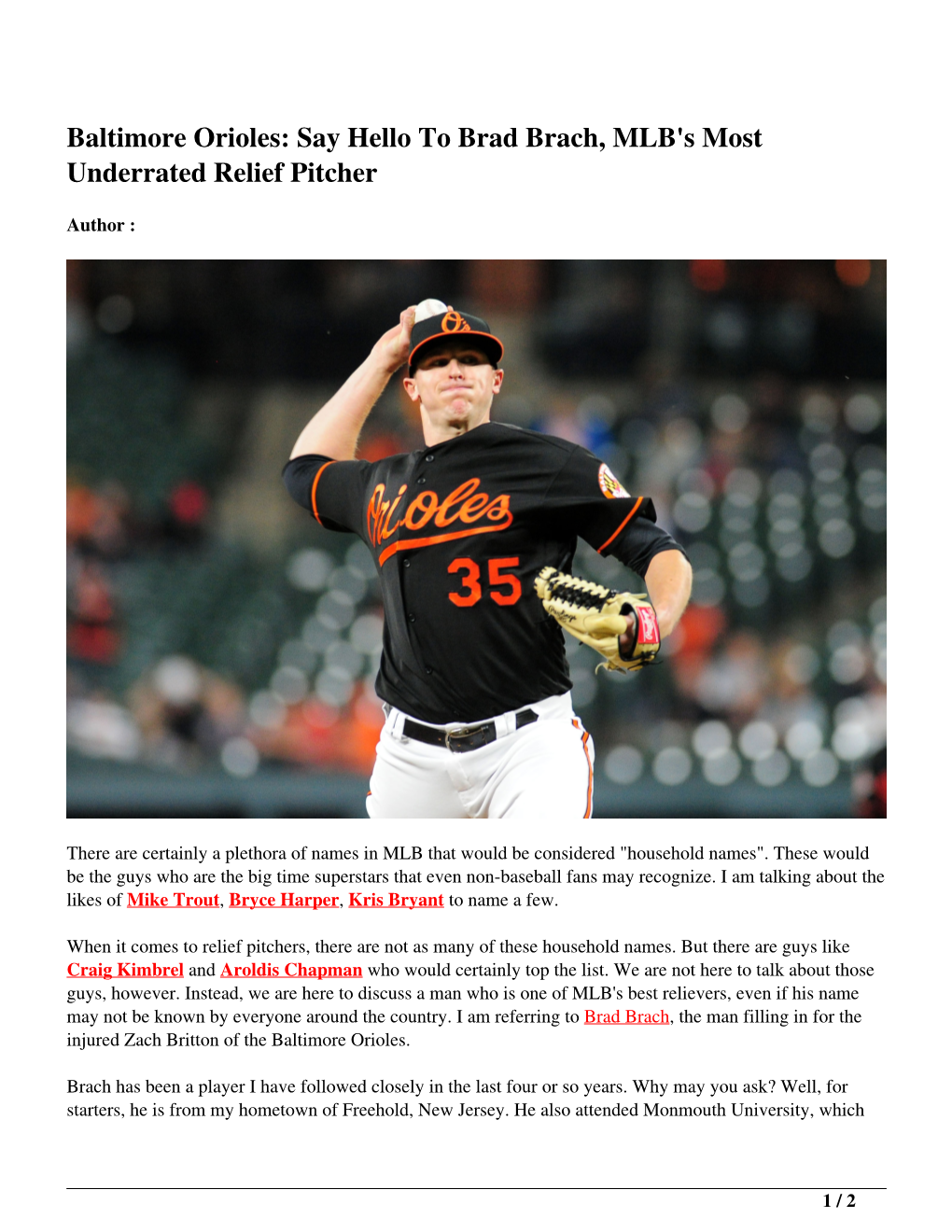 Baltimore Orioles: Say Hello to Brad Brach, MLB&#8217;S Most