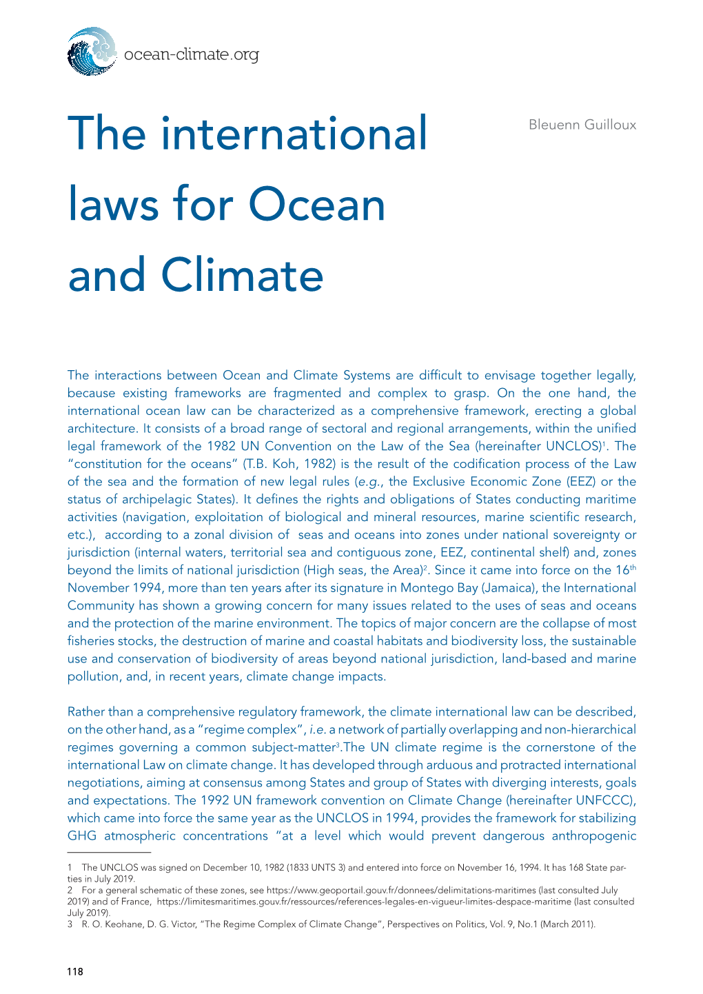 The International Laws for Ocean and Climate