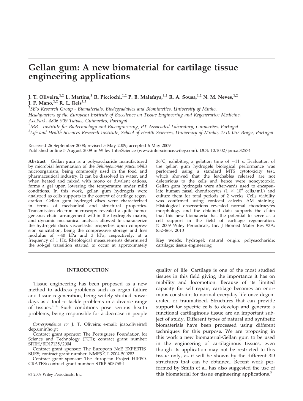 Gellan Gum: a New Biomaterial for Cartilage Tissue Engineering Applications
