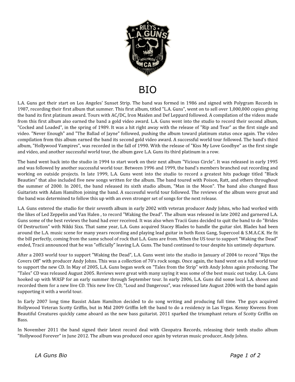 LA Guns Bio Page 1 of 2