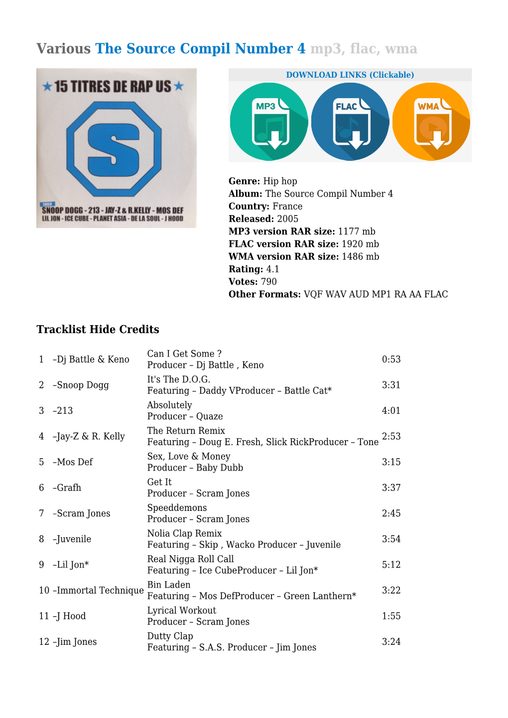 Various the Source Compil Number 4 Mp3, Flac, Wma