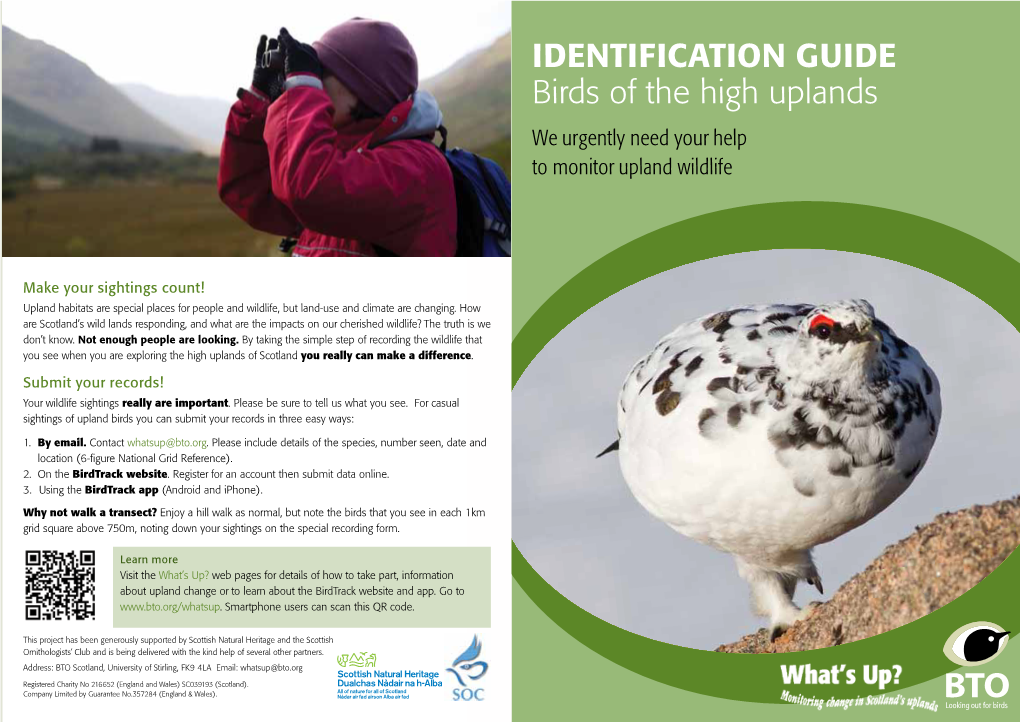 IDENTIFICATION GUIDE Birds of the High Uplands