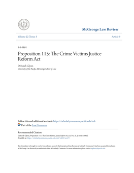 Proposition 115: the Crime Victims Justice Reform Act, 22 Pac