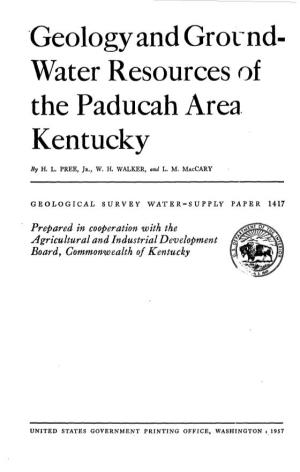 Geology and Ground- Water Resources of the Paducah Area Kentucky