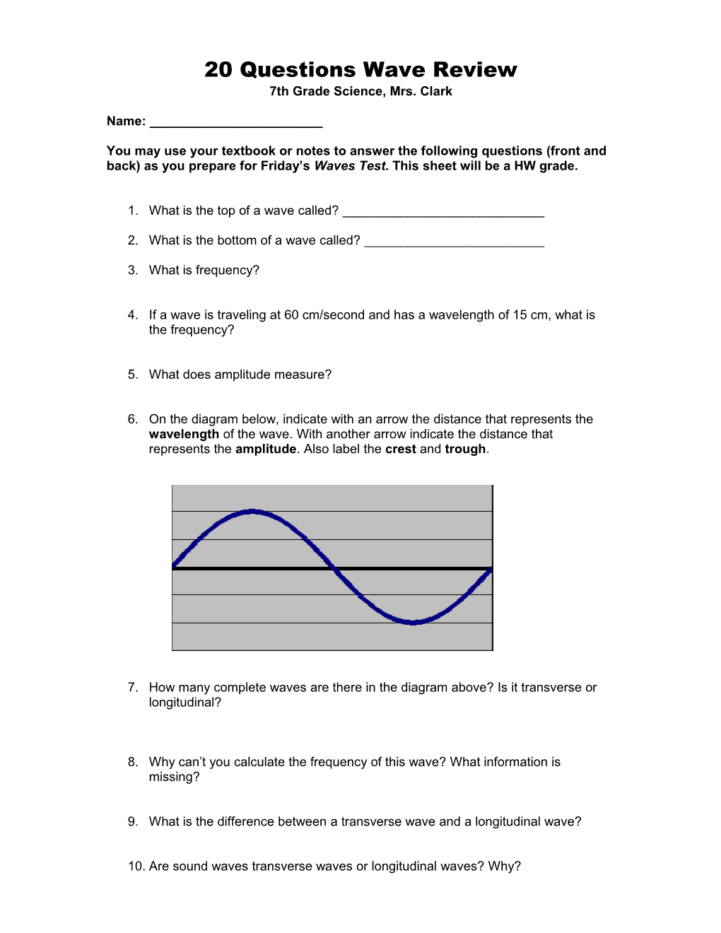 7Th Grade Science, Mrs. Clark