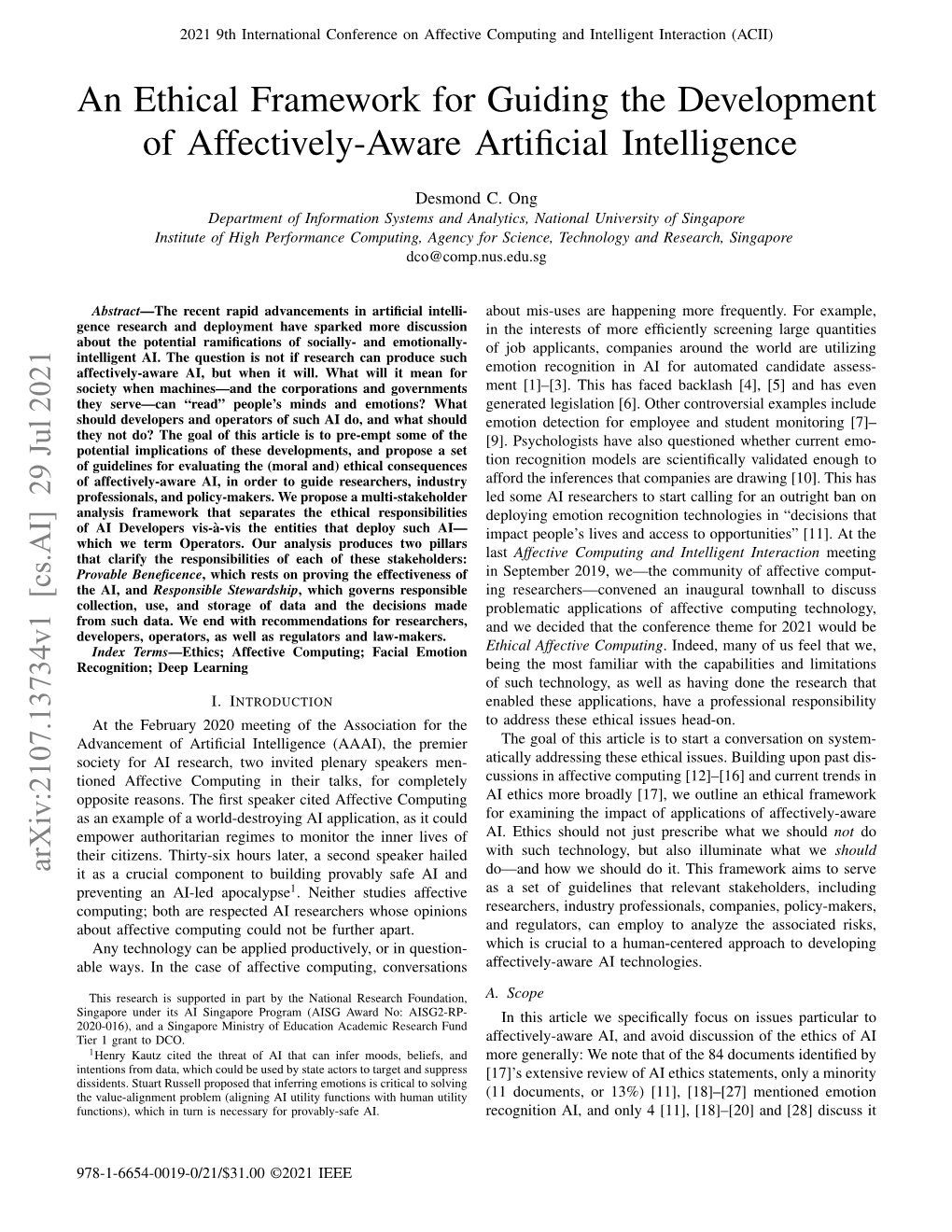 An Ethical Framework for Guiding the Development of Affectively-Aware Artificial Intelligence