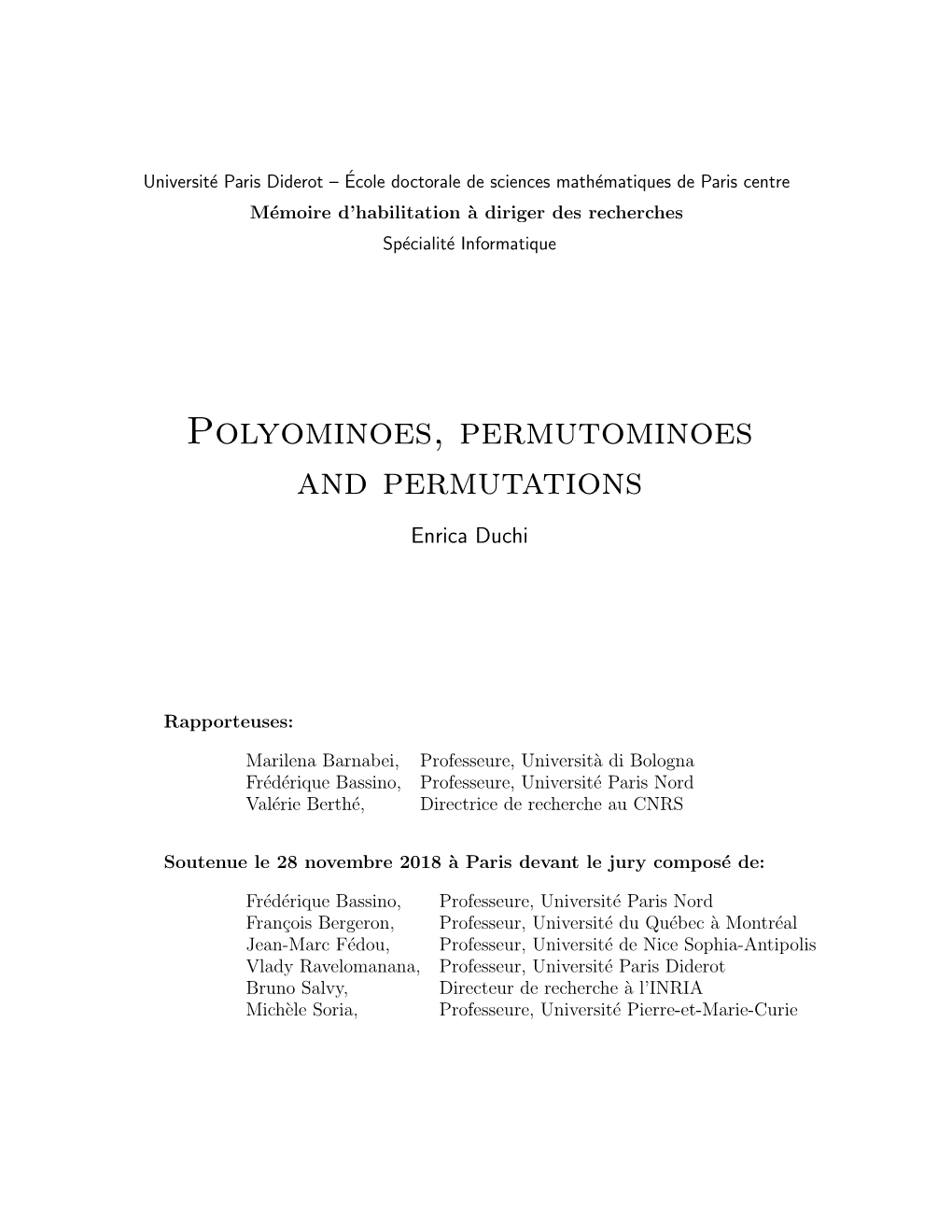 Polyominoes, Permutominoes and Permutations Enrica Duchi
