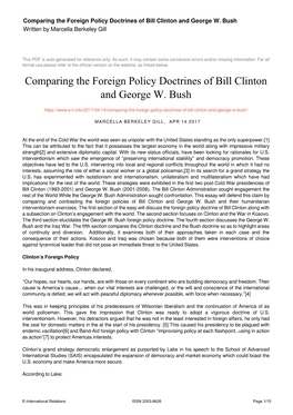 Comparing the Foreign Policy Doctrines of Bill Clinton and George W