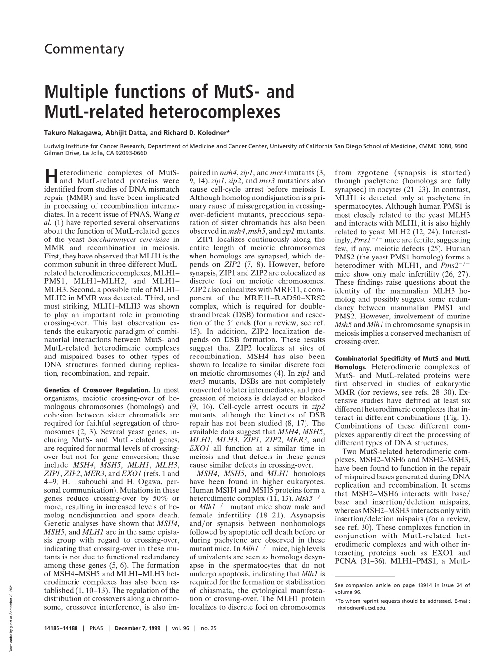 And Mutl-Related Heterocomplexes