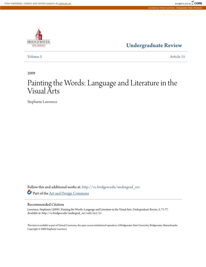 Painting the Words: Language and Literature in the Visual Arts Stephanie Lawrence