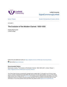 The Evolution of the Modern Clarinet: 1800-1850