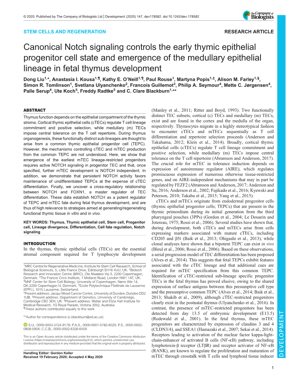 Canonical Notch Signaling Controls the Early Thymic Epithelial Progenitor Cell State and Emergence of the Medullary Epithelial L