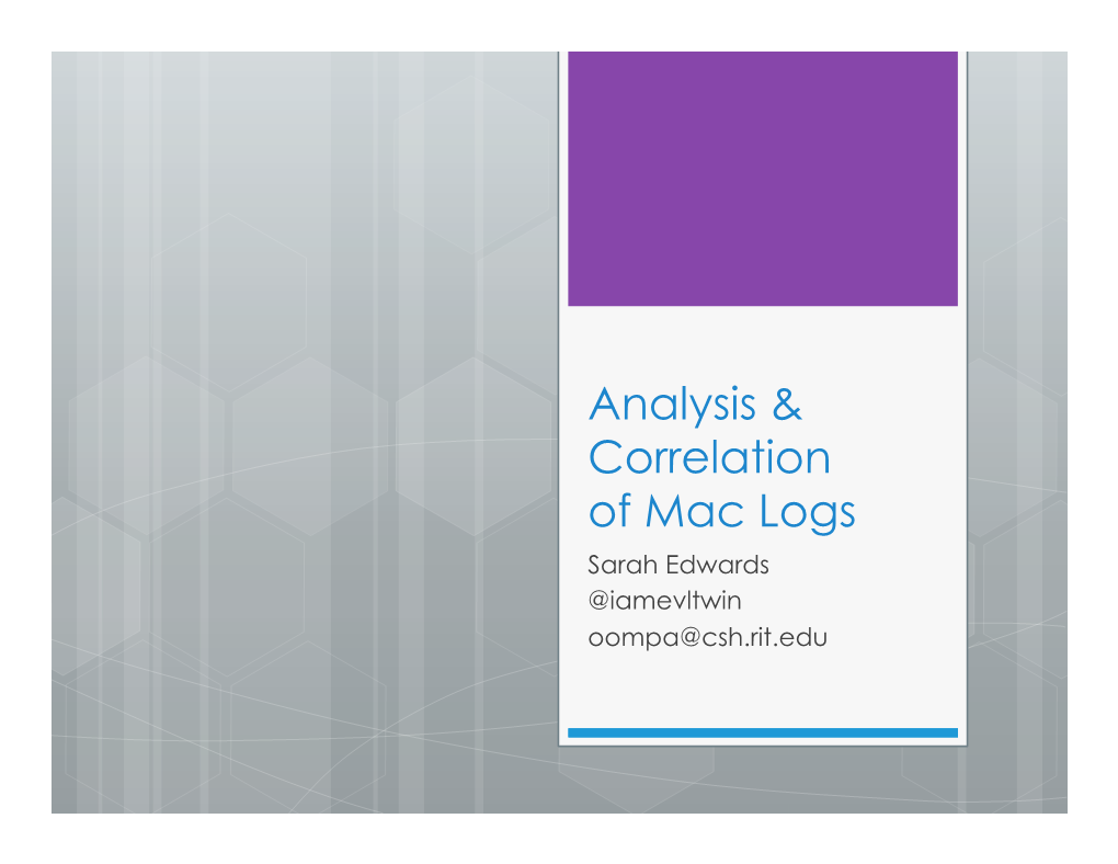 Analysis & Correlation of Mac Logs