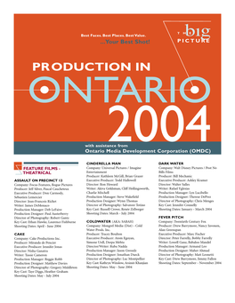 Productions in Ontario 2004