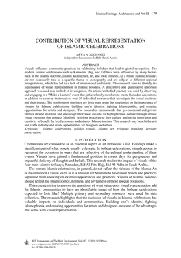 Contribution of Visual Representation of Islamic Celebrations