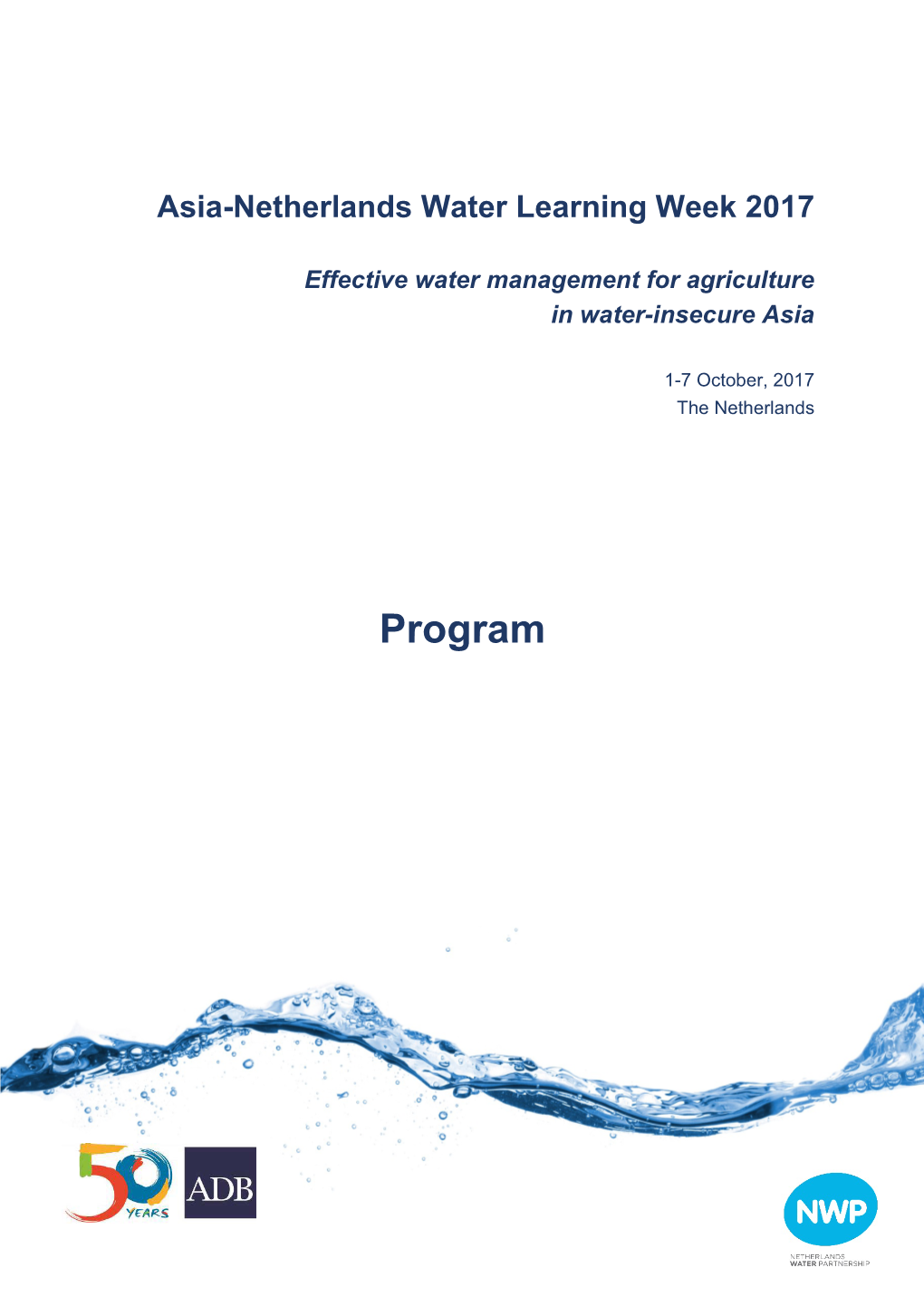 Asia-Netherlands Water Learning Week 2017
