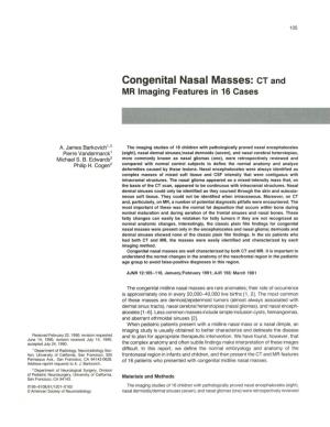 Congenital Nasal Masses: CT and MR Imaging Features in 16 Cases