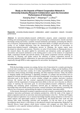 Study on the Impacts of Patent Cooperation Network in University