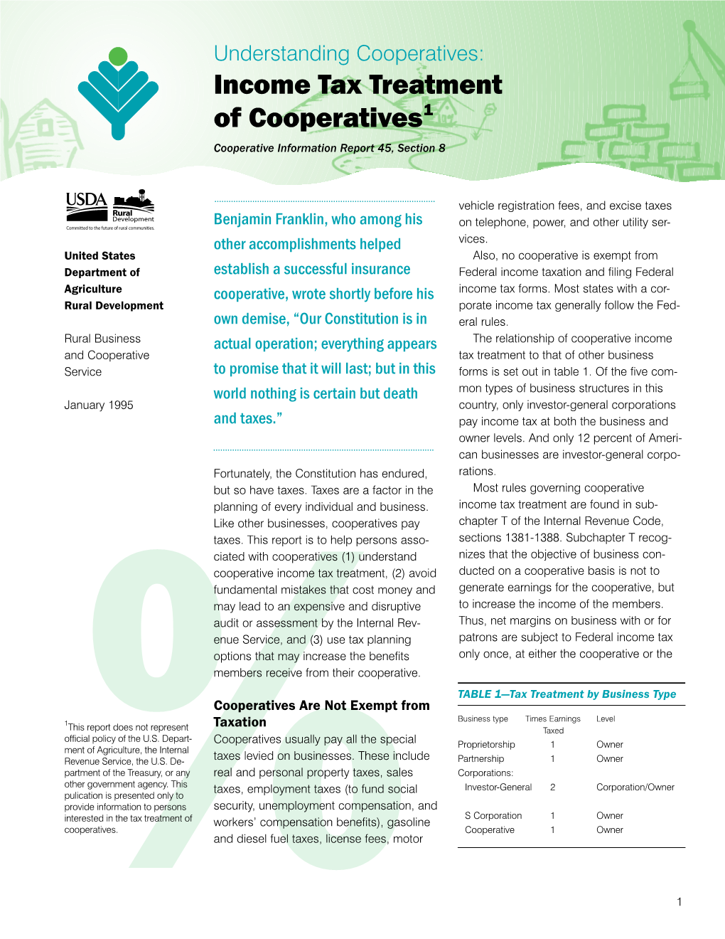 Understanding Cooperatives: Income Tax Treatment of Cooperatives1 Cooperative Information Report 45, Section 8