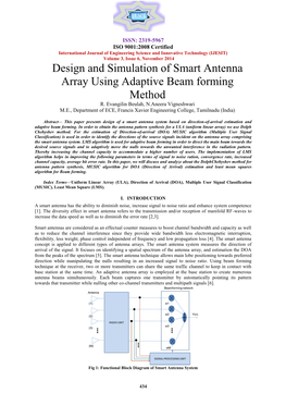 Design and Simulation of Smart Antenna Array Using Adaptive Beam Forming Method R