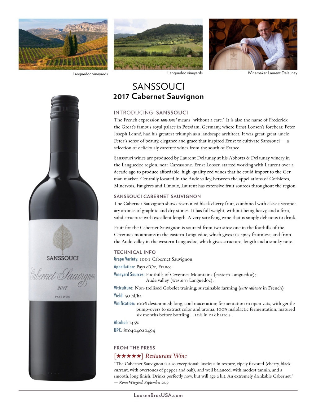 SANSSOUCI 2017 Cabernet Sauvignon